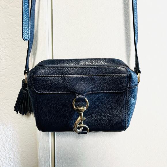 Rebecca Minkoff Mab Camera Bag Navy Blue Leather Crossbody Silver Hardware EUC - Picture 4 of 8